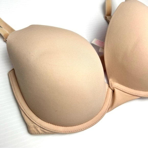 Victorias Secret Pink Wear Everywhere Push Up Bra Tan Womens size 32DD - Picture 3 of 7